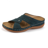 Cross Strap Hollow Out Slope Heel Slippers GYUX-F22