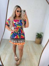 Printed Backless Lantern Sleeve Mini Dress NY-10777