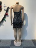 Hot Drill Halter Backless Mini Dress NY-3180