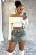 Denim Double Waistline Skirt OD-8680