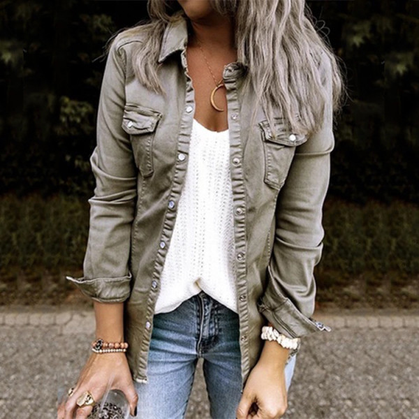 Long Sleeve Mid-Length Denim Shirt GZHY-GD0905