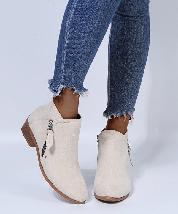 Side Zipper Mid Heel Martin Short Boots GYUX-387