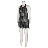 Knits Hollow Out Tassel Backless Romper ZSD-0320