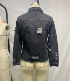 Long Sleeve Holes Denim Shirt GZHY-LYMX101