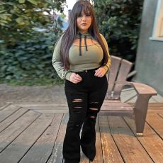 Casual Holes Micro Flare Jeans GZHY-ZT60314