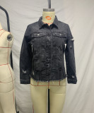 Long Sleeve Holes Denim Shirt GZHY-LYMX101
