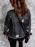 Long Sleeve Holes Denim Shirt GZHY-LYMX101