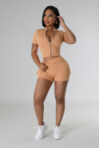 Fashion Two-way Zipper Casual Two Piece Short Set  NYF-8172