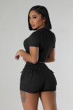 Fashion Two-way Zipper Casual Two Piece Short Set  NYF-8172