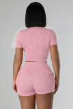 Fashion Two-way Zipper Casual Two Piece Short Set  NYF-8172