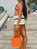 Striped Bikini Tankini Two Piece Short Set GFQS-46