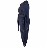 Plus Size V-Neck Casual Denim Jumpsuit GDAM-21863