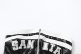 PU Leather Letter Print Zipper Wrap Chest Vest GZJQ-K24L42802
