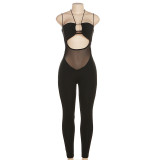 Sleeveless Halter Tie Up Backless Patchwork Jumpsuit GZJQ-K23Q28380