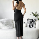 Solid Color Backless Slim Maxi Dress GZJQ-K23D39603