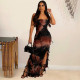 Tie Dye Print Sleeveless Backless Split Maxi Dress GFRT-7925DG