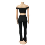Solid One Shoulder Casual Two Piece Pants Set GFYX-3568
