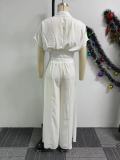 Solid Color Loose Flare Pants Two Piece Set NY-10780