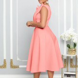Slant Neck Pleated Sleeveless Party Dress GMLF-3200