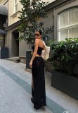 Knits Solid Color Wrap Chest Two Piece Skirts Set MDF-5502