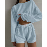 Solid Color Short Sleeve Loose 2 Piece Shorts Set GSMU-23525MH