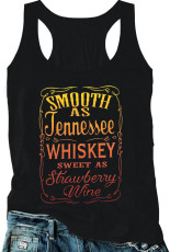 Plus Size Letter Print Casual Tank Tops GQF-058