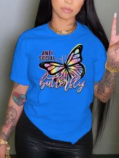 Plus Size Butterfly Print Hot Drill T Shirt GQF-A3502