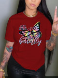 Plus Size Butterfly Print Hot Drill T Shirt GQF-A3502