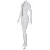 Long Sleeve Zipper Solid Jumpsuit LJSF-P1B7079W
