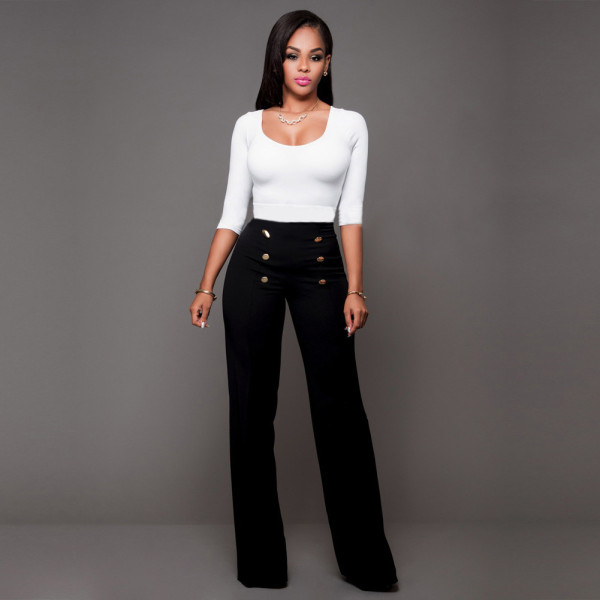 Fashion Double-breasted Flared Pants SH-20066