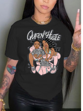 Plus Size Casual Print Short Sleeve T Shirt GQF-3009