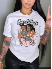 Plus Size Casual Print Short Sleeve T Shirt GQF-3009