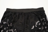 Lace Long Sleeve Tie UP Wide-leg Pants Three-piece Set YF-9225