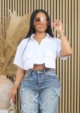 Fashion Short Sleeve Ultra-short Shirt BS-1365
