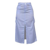 High-waisted Striped Split Work Skirt BN-9445