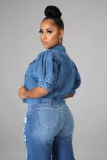 Bubble Short Sleeve Fashion Denim Coat GQDH-1066