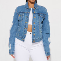 Long Sleeve Holes Denim Jackets GQDH-2309