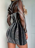 Long Sleeve Hot Drill Slim Mini Dress NY-3192