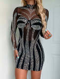Long Sleeve Hot Drill Slim Mini Dress NY-3192