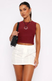 Solid Color Backless Sleeveless T Shirt MZ-2836