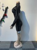 Long Sleeve Hot Drill Slim Mini Dress NY-3192