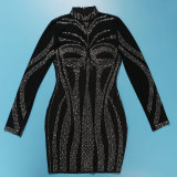Long Sleeve Hot Drill Slim Mini Dress NY-3192