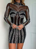 Long Sleeve Hot Drill Slim Mini Dress NY-3192