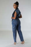 Sleeveless Single Breasted Straight Jumpsuit LX-6983