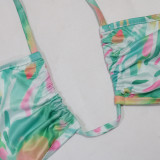 Sexy Bikinis Swimsuit+Print Split Tops 3 Piece Set CYA-901217