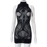 Solid Color See Through Sleeveless Mini Dress MXBF-K22DS202