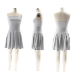 Solid Color Tube Tops Pleated Mini Dress SFY-477