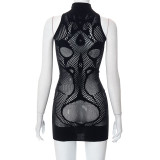 Solid Color See Through Sleeveless Mini Dress MXBF-K22DS202
