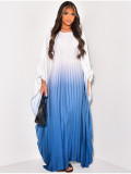 Gradient Color Press Pleated Maxi Dress LS-0408