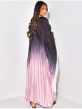 Gradient Color Press Pleated Maxi Dress LS-0408